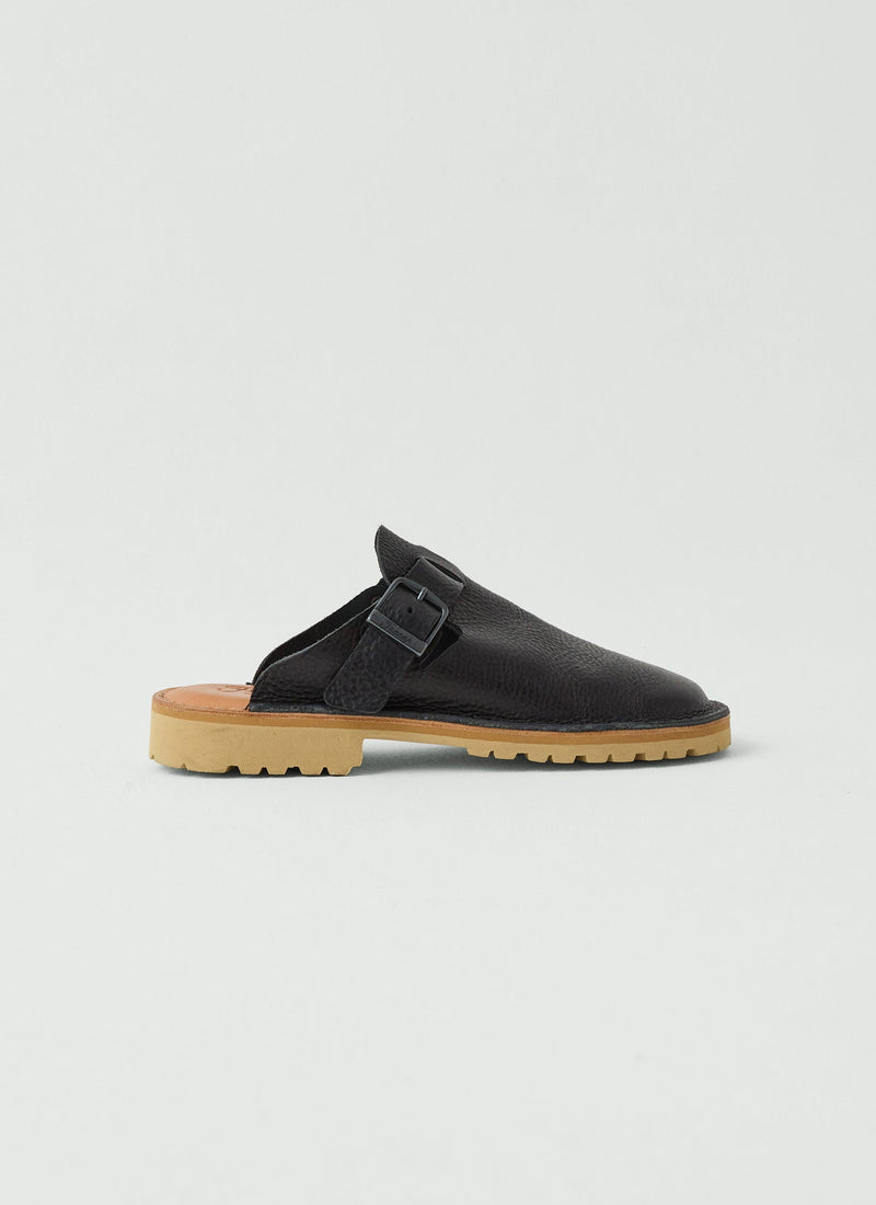 Fracap Leather Buckle Mules | Black
