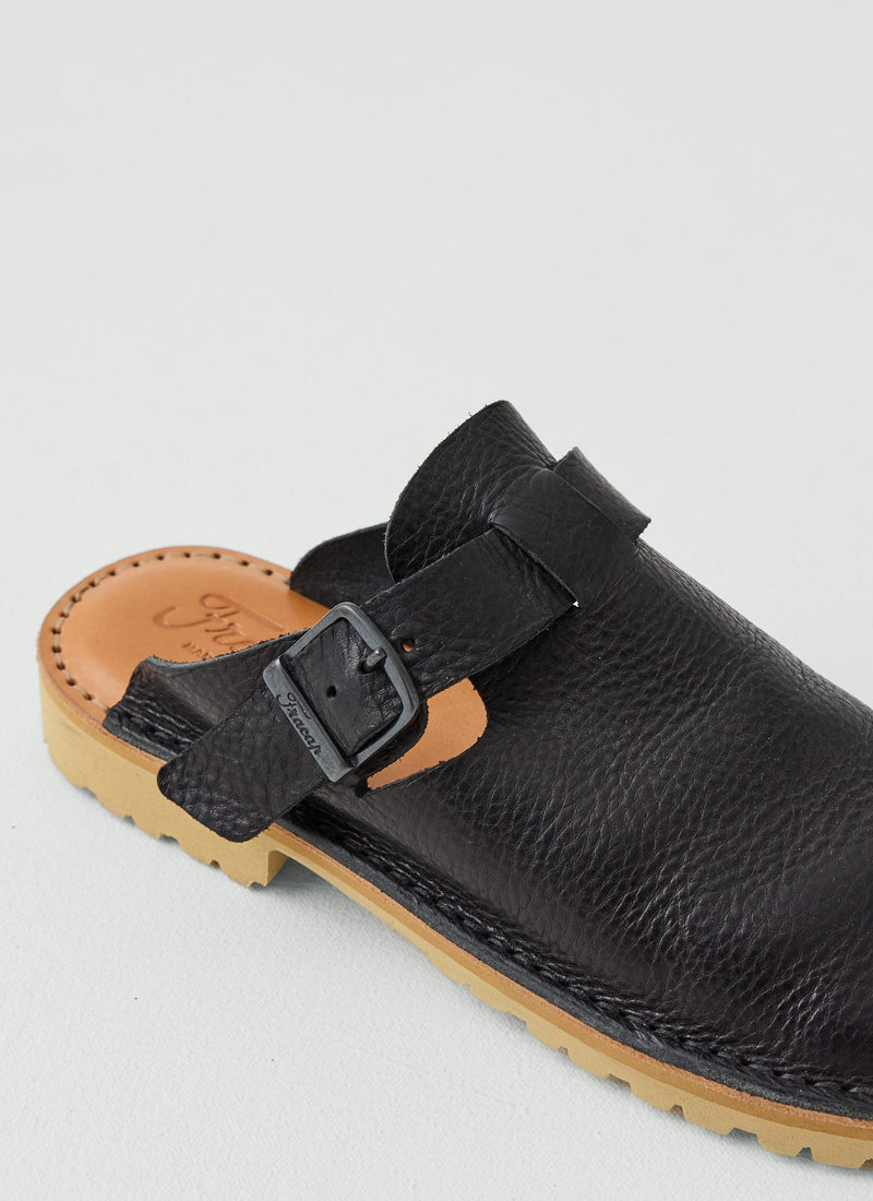 Fracap Leather Buckle Mules | Black