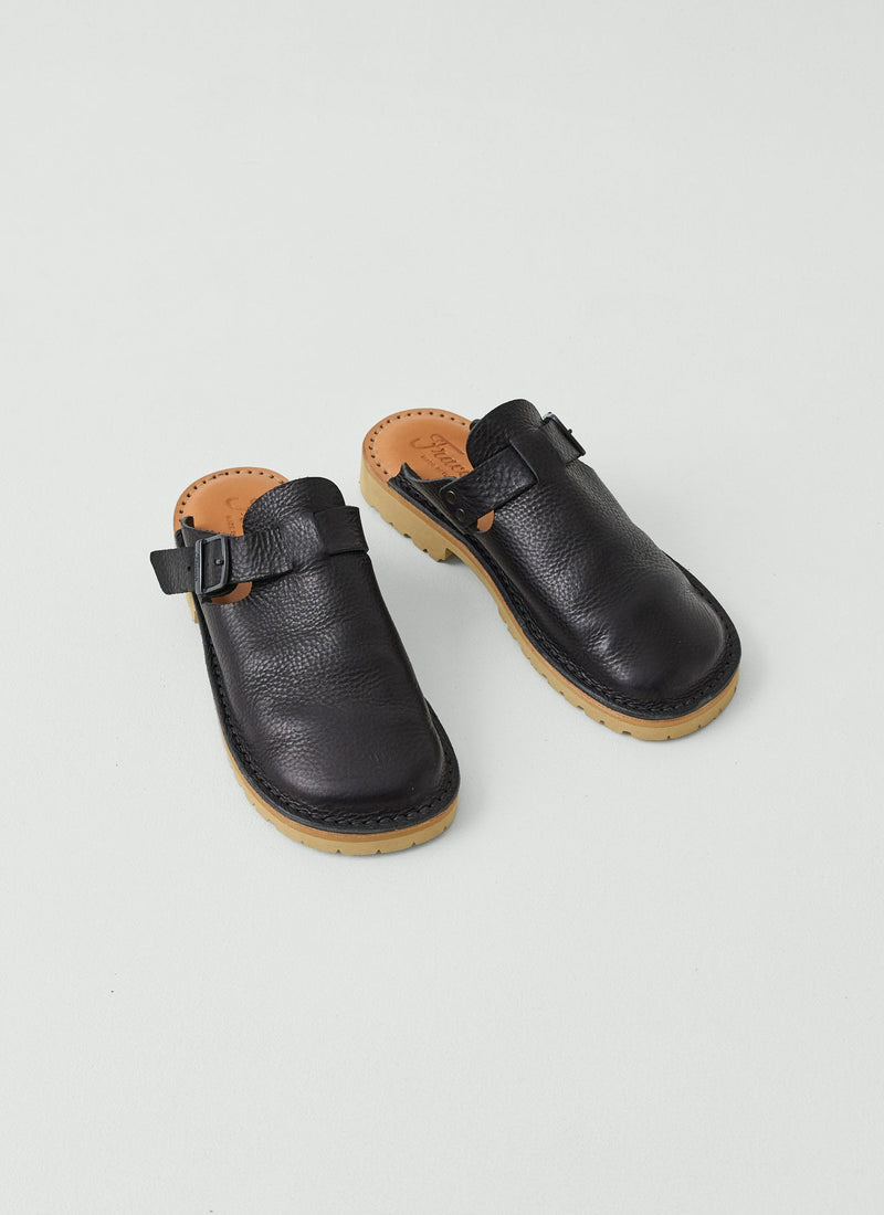 Fracap Leather Buckle Mules | Black