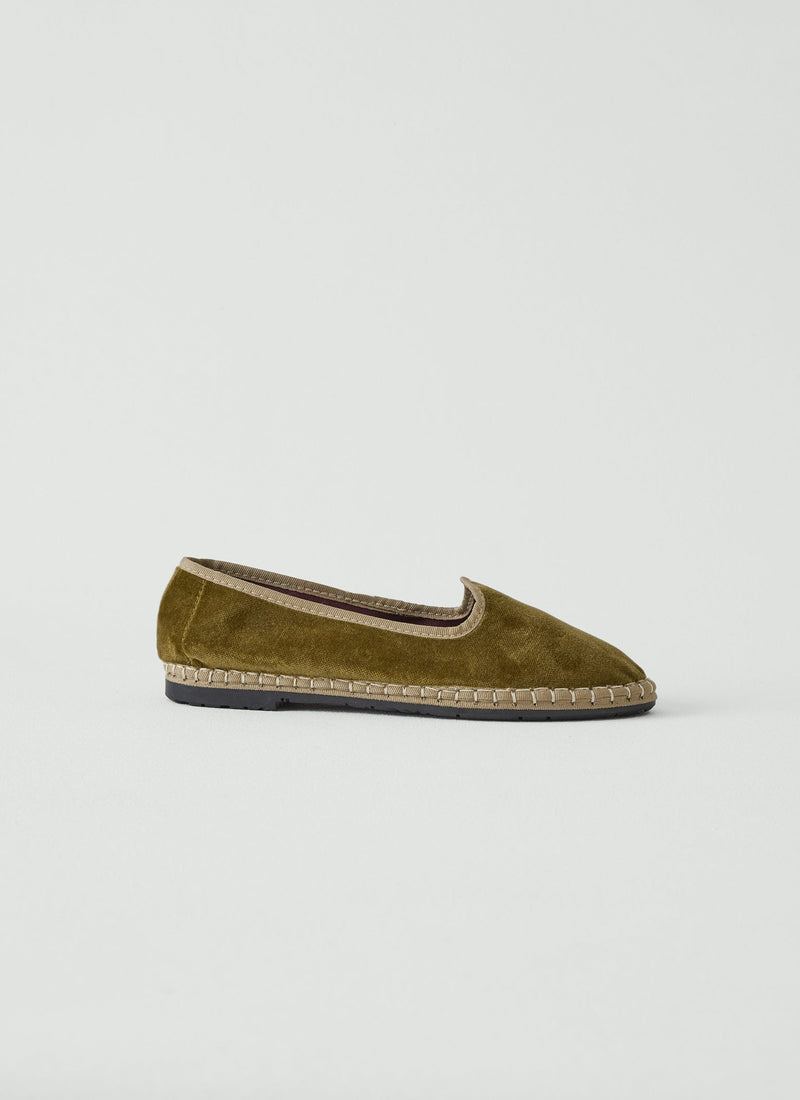 Flabelus Velvet Slippers | Olive