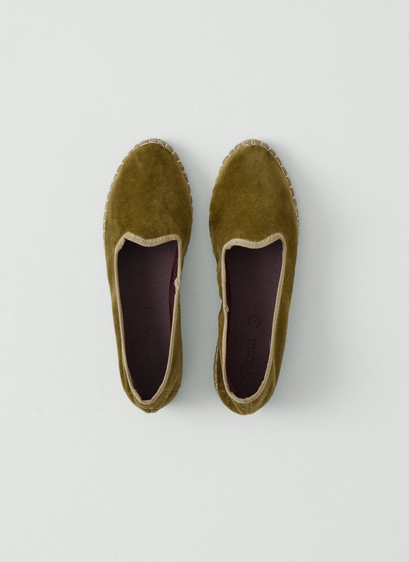 Flabelus Velvet Slippers | Olive