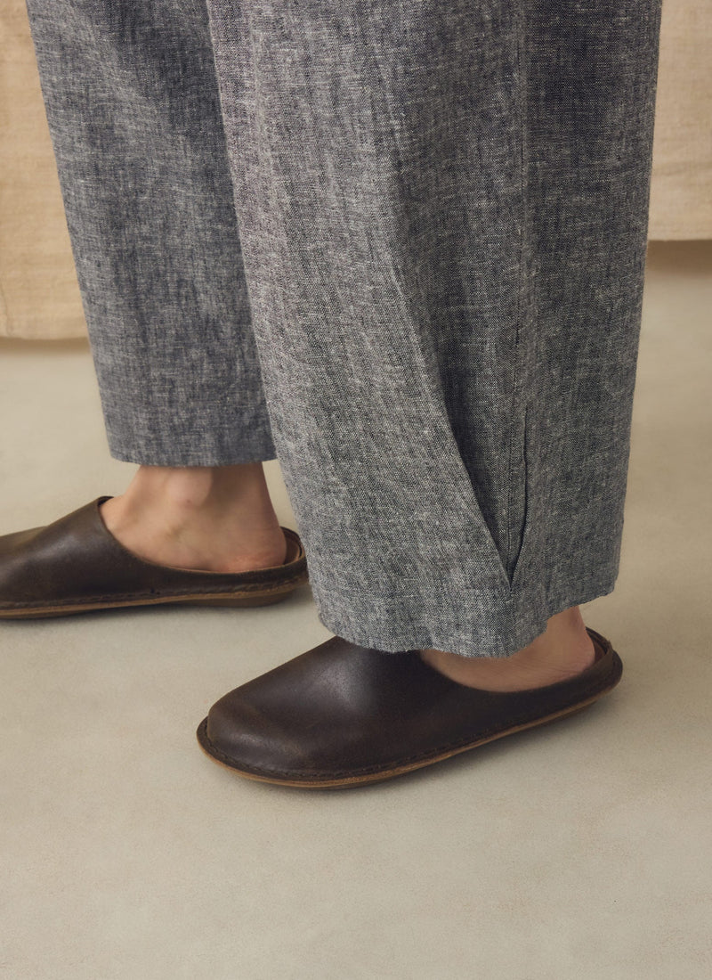 Vibae Roma Waxed Suede Mules | Olive