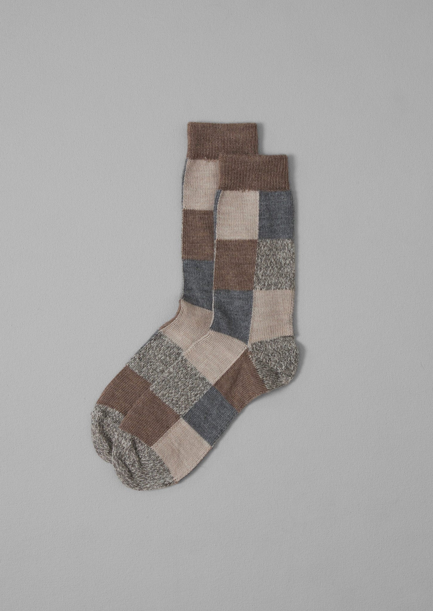 Rove Patchwork Wool Socks | Grey Multi