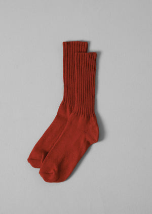 Escuyer Ribbed Socks | Red Ochre