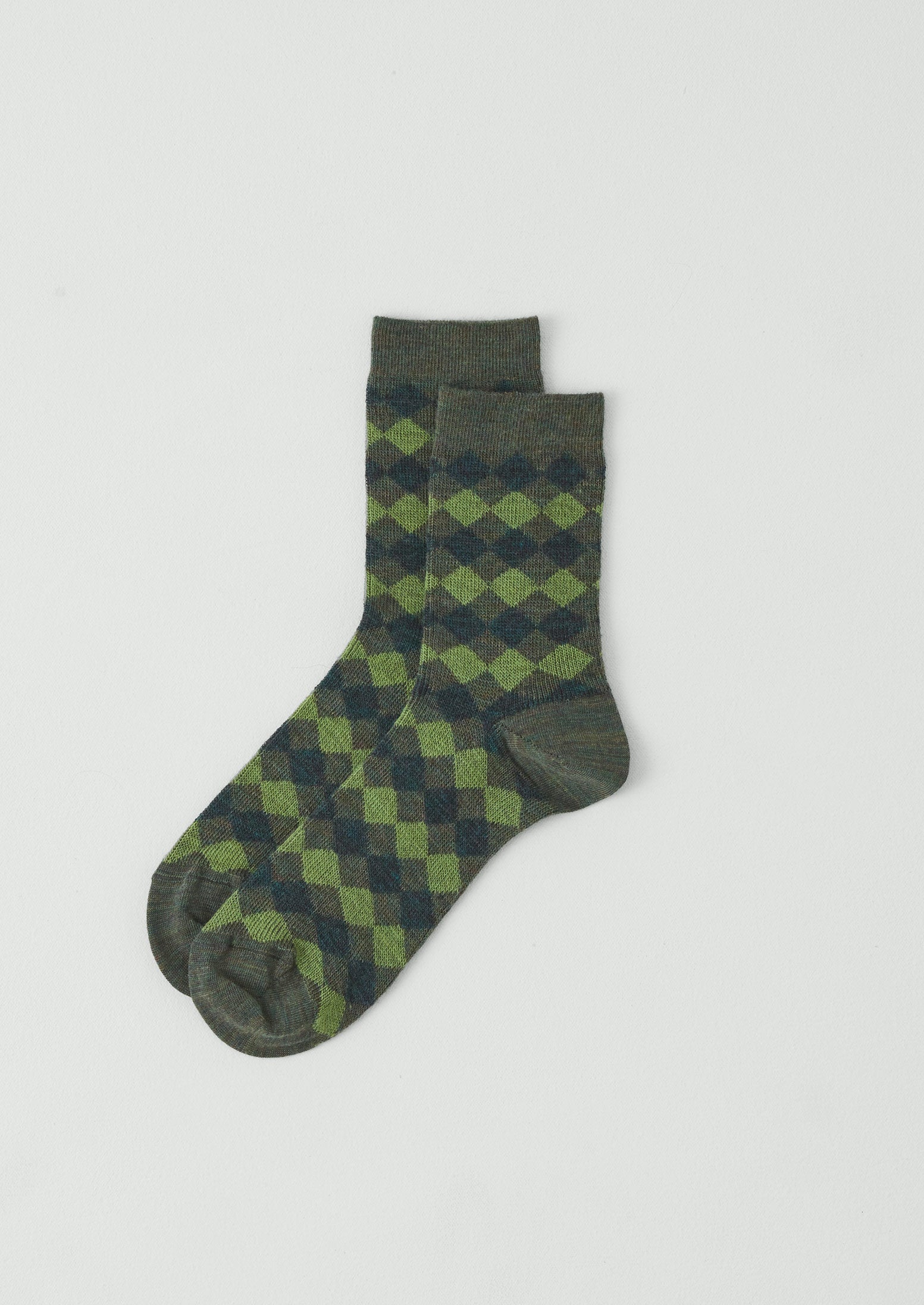 Diamond Wool Socks | Green Multi