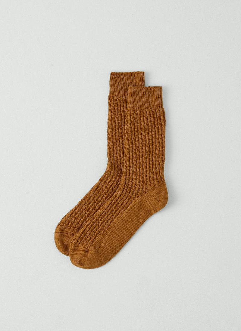 Textured Cotton Socks | Ochre