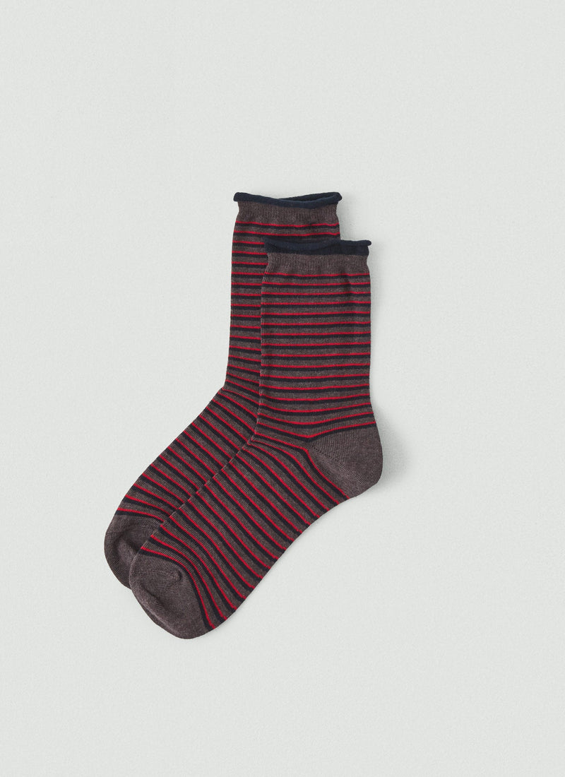 Stripe Cotton Cashmere Socks | Red Multi