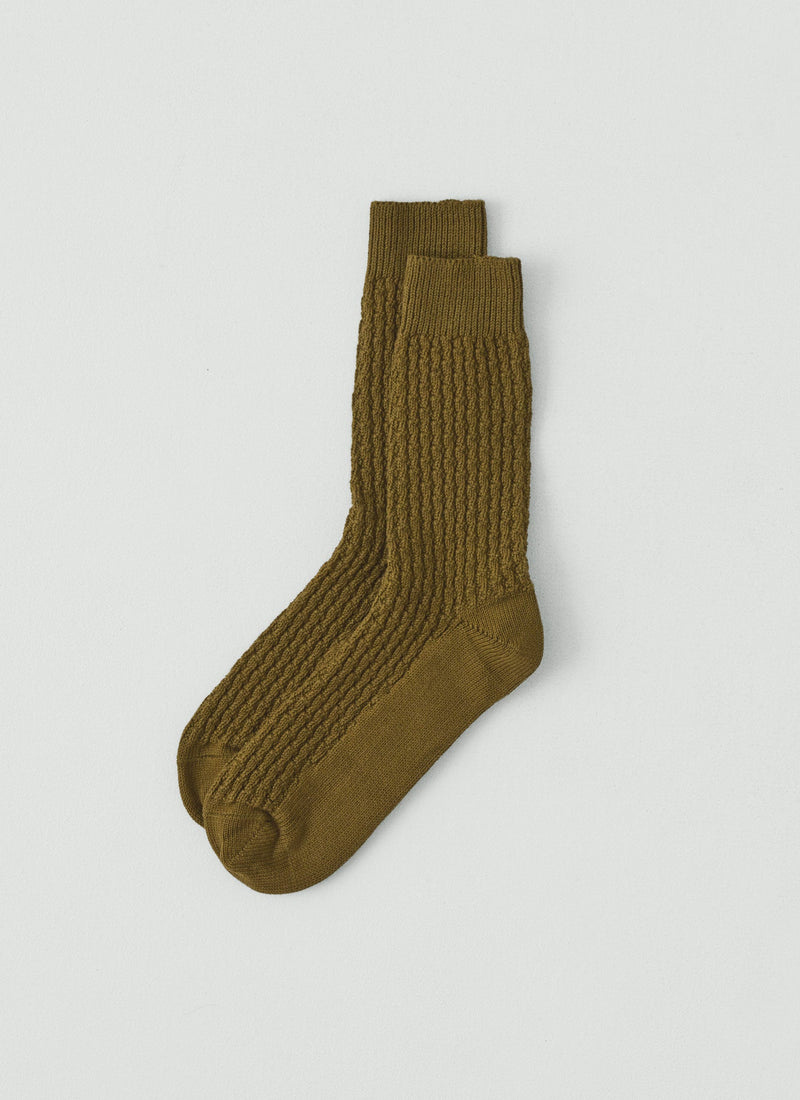 Textured Cotton Socks | Olive