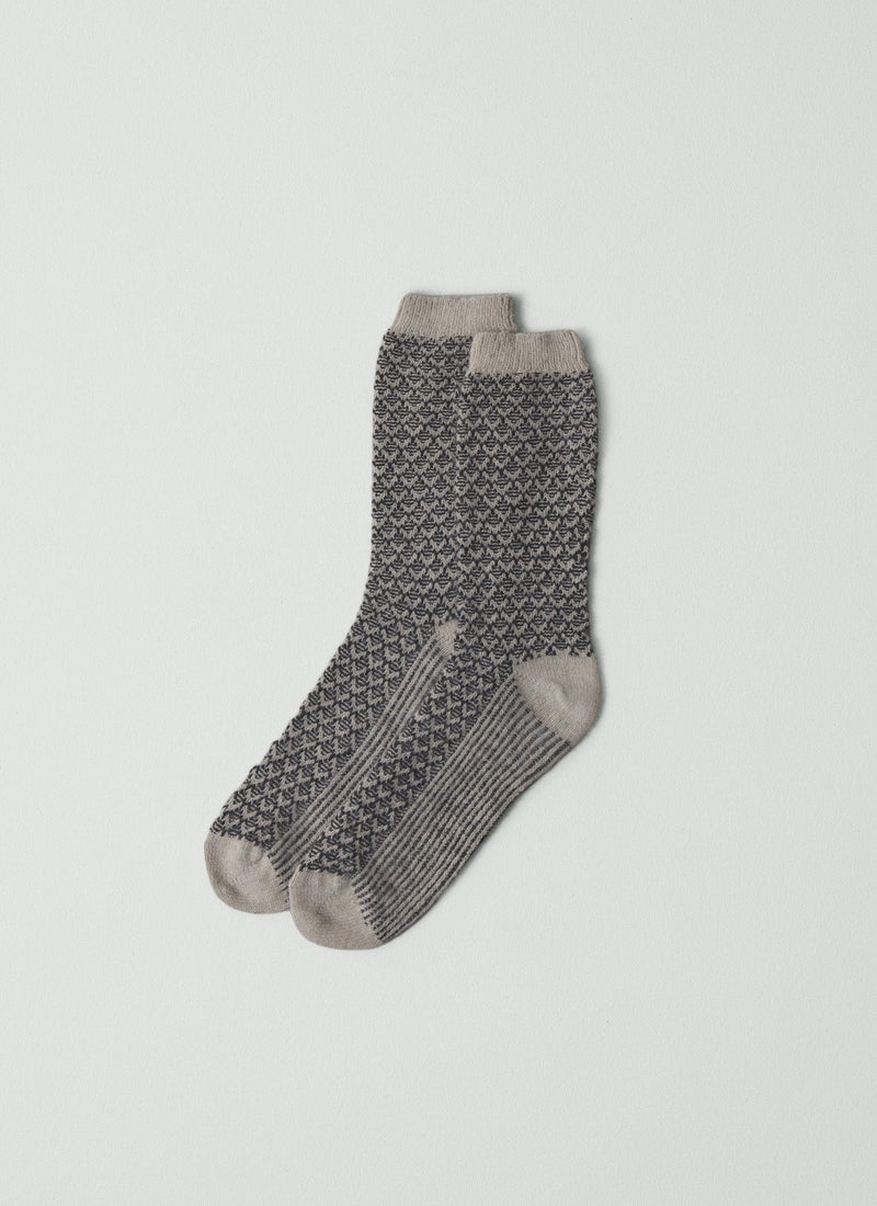 Honeycomb Stitch Wool Socks | Putty/Kohl