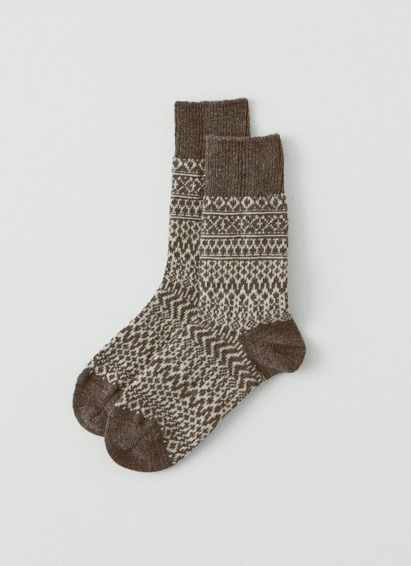 Nishiguchi Kutsushita Wool Jacquard Socks | Grey