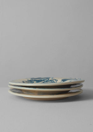 Poterie Barbotine Marbled Plate | Cream/Blue