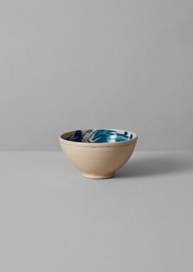 Poterie Barbotine Marbled Breakfast Bowl | Cream/Blue