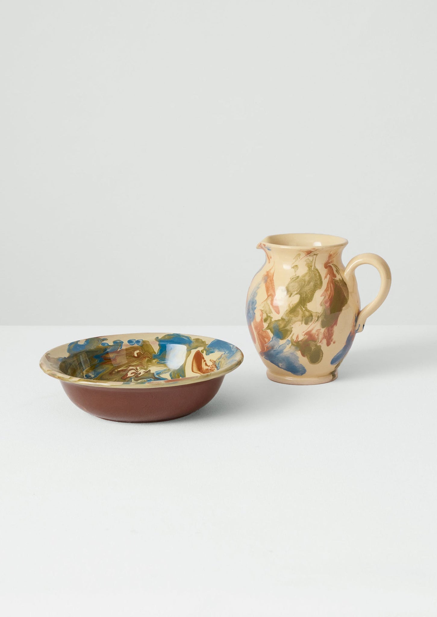 Poterie Barbotine Marbled Pitcher | Sand/Moss