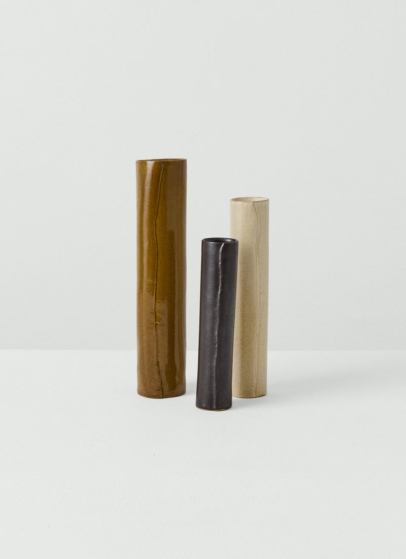 Tom Lawson Small Cylindrical Vase | Dark Chocolate