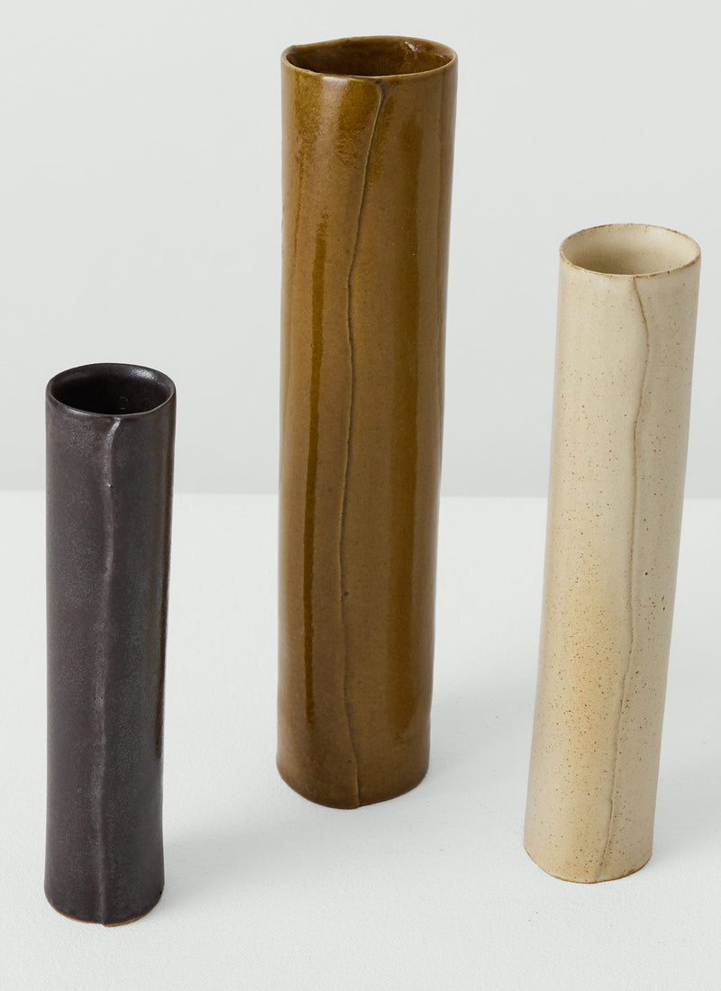 Tom Lawson Small Cylindrical Vase | Dark Chocolate