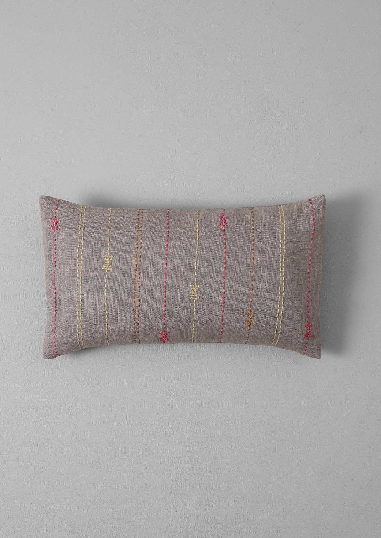 Basri Hand Embroidered Rectangular Cushion Cover | Pale Wisteria