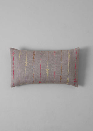 Basri Hand Embroidered Rectangular Cushion Cover | Pale Wisteria