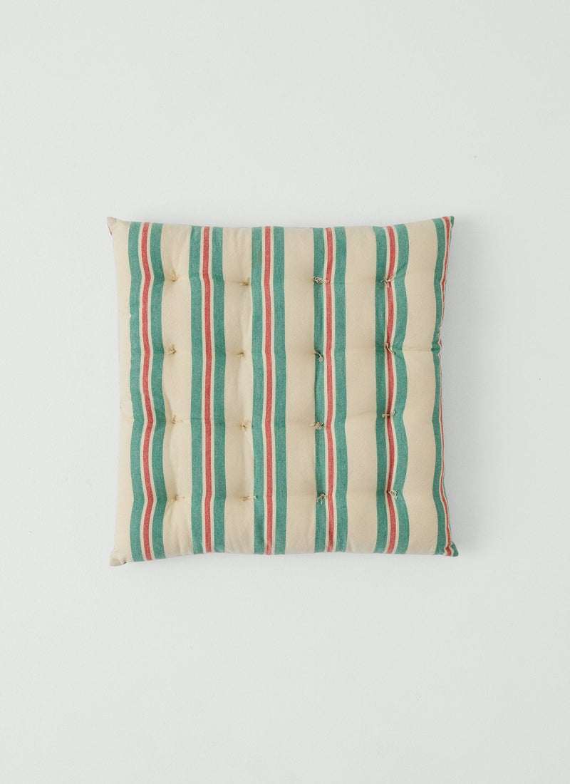 Market Stripe Hand Woven Seat Pad | Basil/Poppy