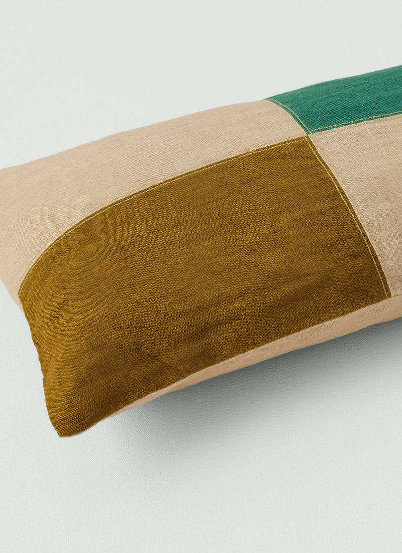 Eave Panelled Linen Cushion Cover | Clover/Gooseberry/Ecru