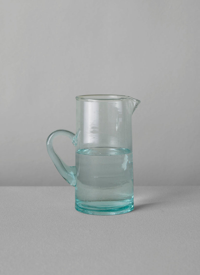 Handled Moroccan Glass Jug | Clear