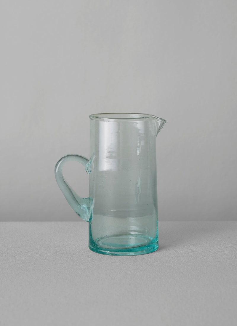 Handled Moroccan Glass Jug | Clear