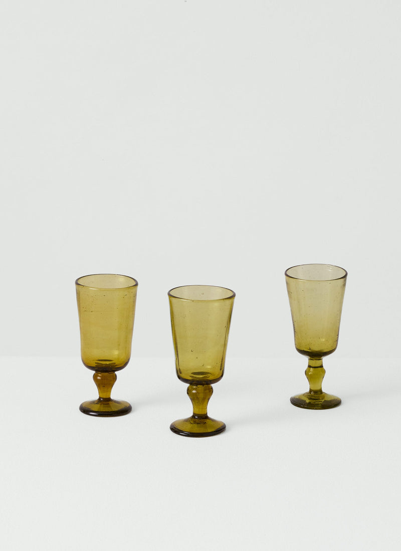 Hand Blown Wine Glass | Olive