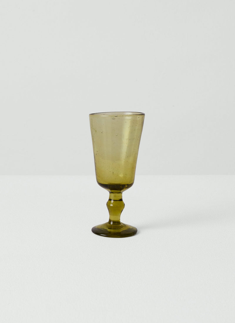 Hand Blown Wine Glass | Olive