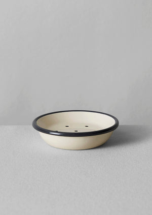 Enamel Soap Dish | Ecru/Dark Grey