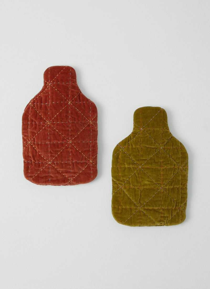 Quilted Velvet Hot Water Bottle Cover | Corallite