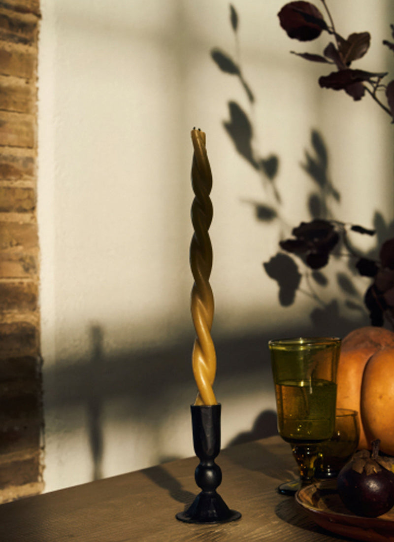 Skar Organics Beeswax Twist Dinner Candle | Natural