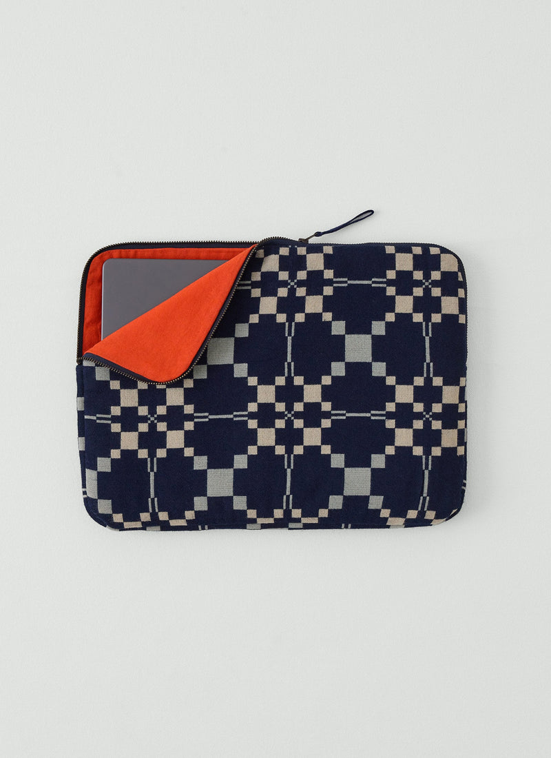 Lattice Cloth Laptop Sleeve | Indigo