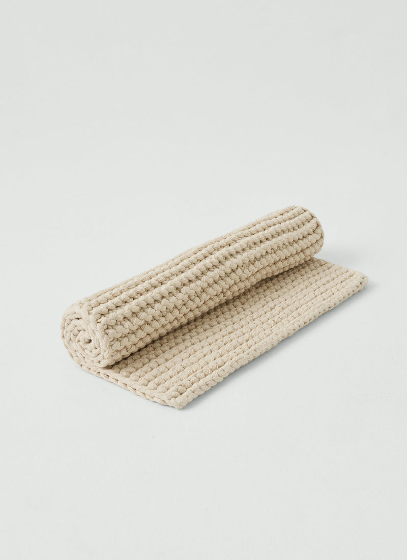 Hand Knitted Cotton Bath Mat | Ecru