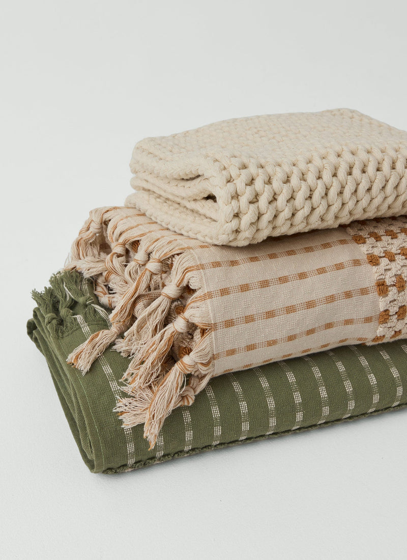 Hand Knitted Cotton Bath Mat | Ecru