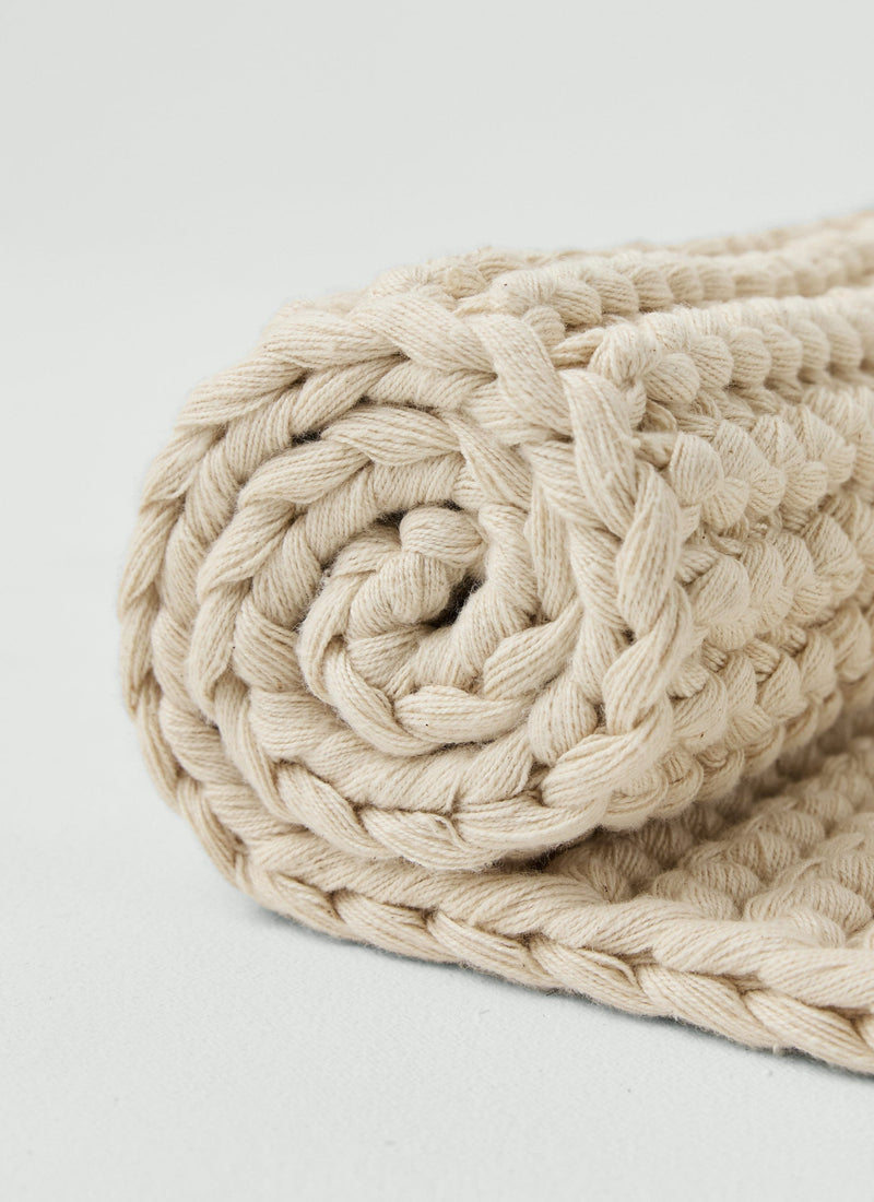 Hand Knitted Cotton Bath Mat | Ecru
