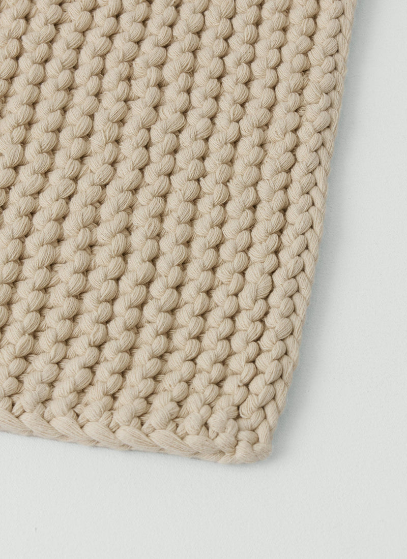 Hand Knitted Cotton Bath Mat | Ecru