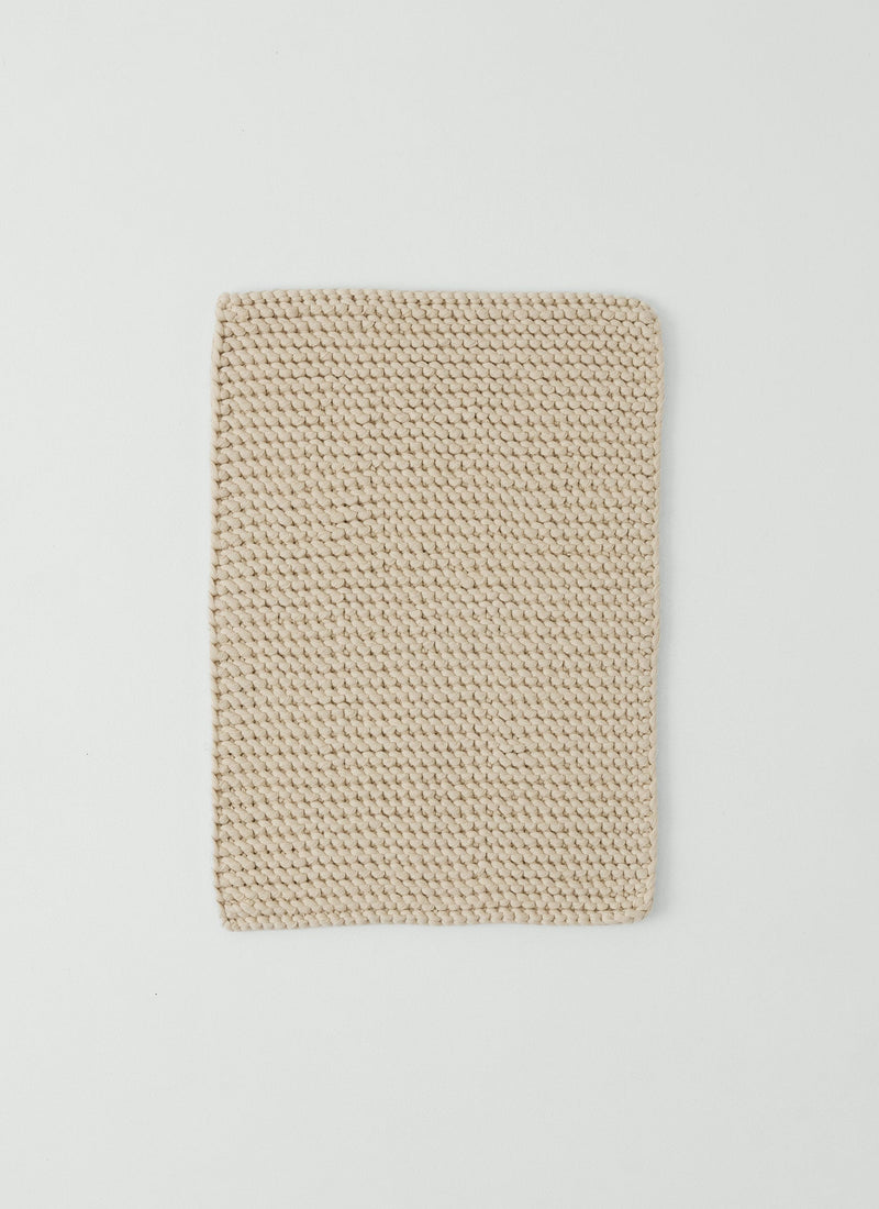 Hand Knitted Cotton Bath Mat | Ecru