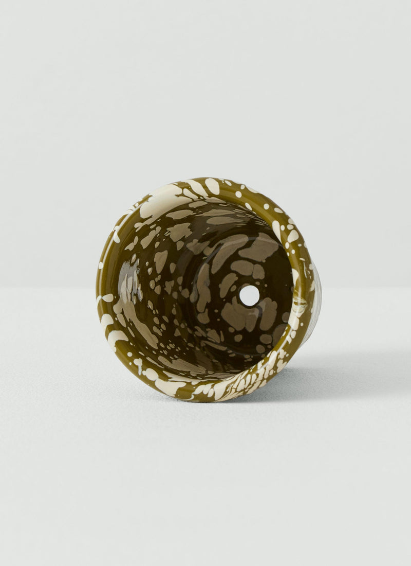 Splatter Enamel Toothbrush Tumbler | Olive/Ecru