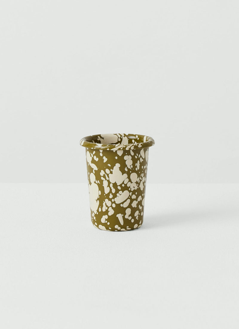 Splatter Enamel Toothbrush Tumbler | Olive/Ecru