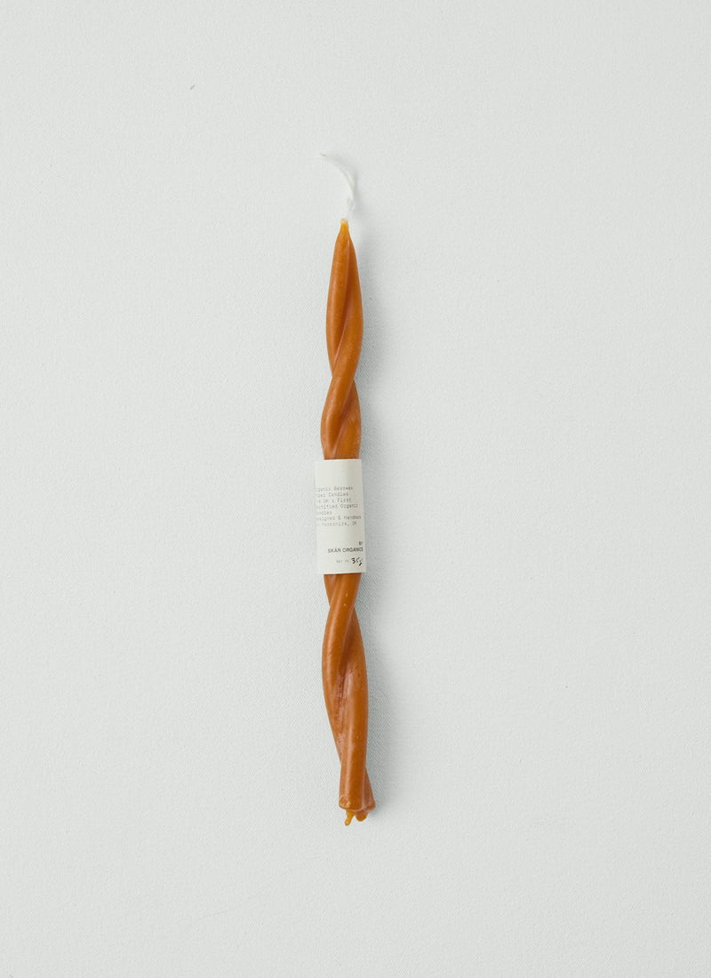 Skar Organics Beeswax Twist Dinner Candle | Paprika