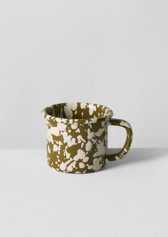 Splatter Enamel Mug | Olive/Ecru