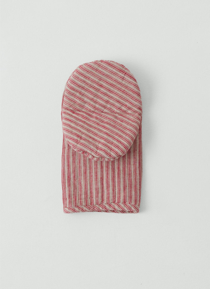 Stripe Linen Oven Glove | Natural/Red