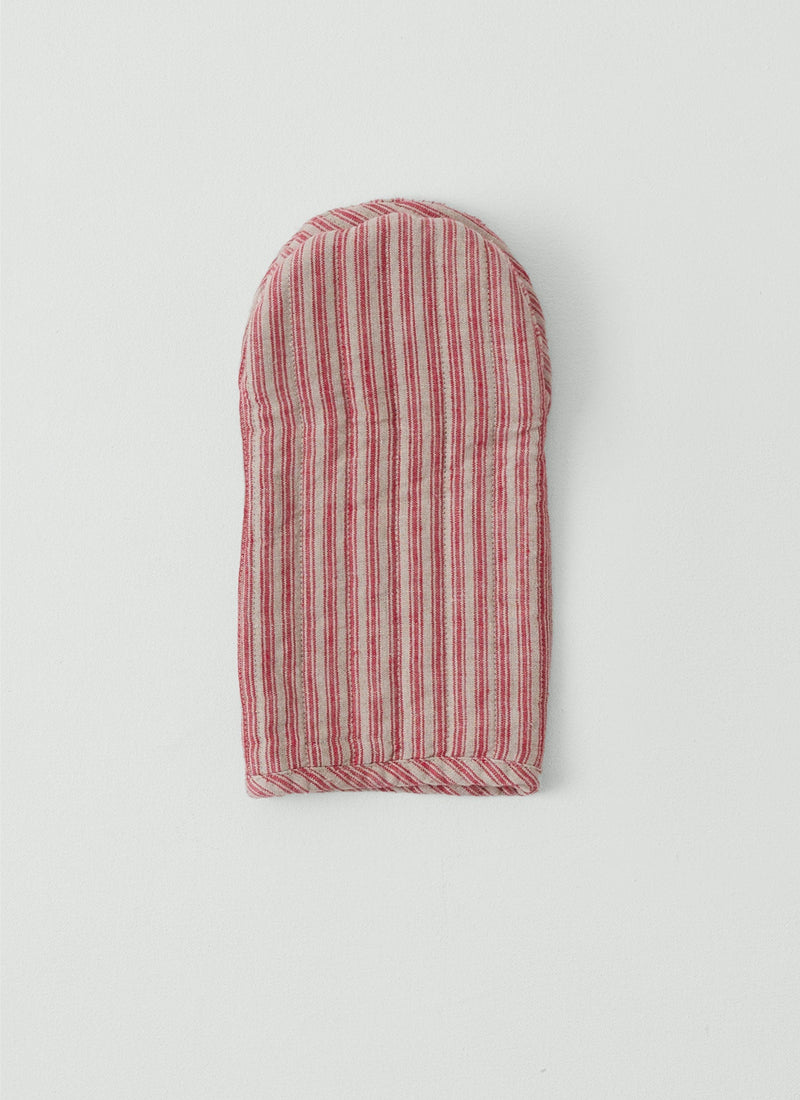 Stripe Linen Oven Glove | Natural/Red