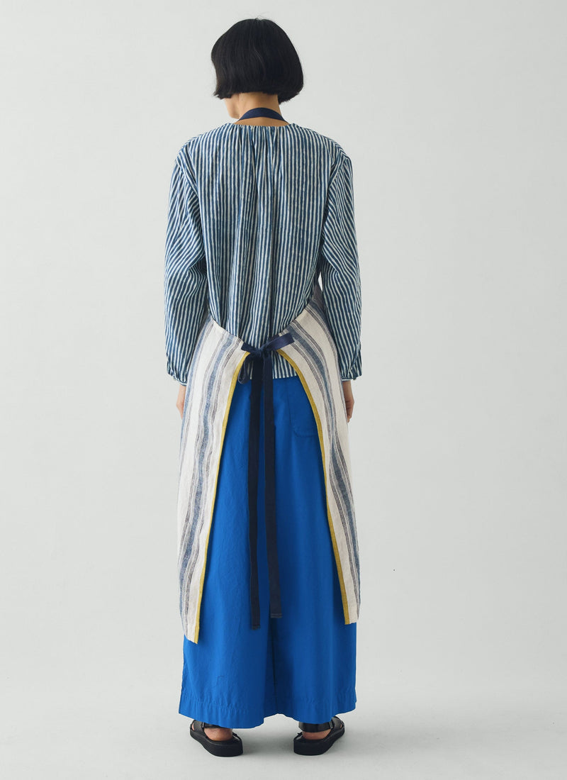 Chef Stripe Linen Apron | Ecru/Multi Blue