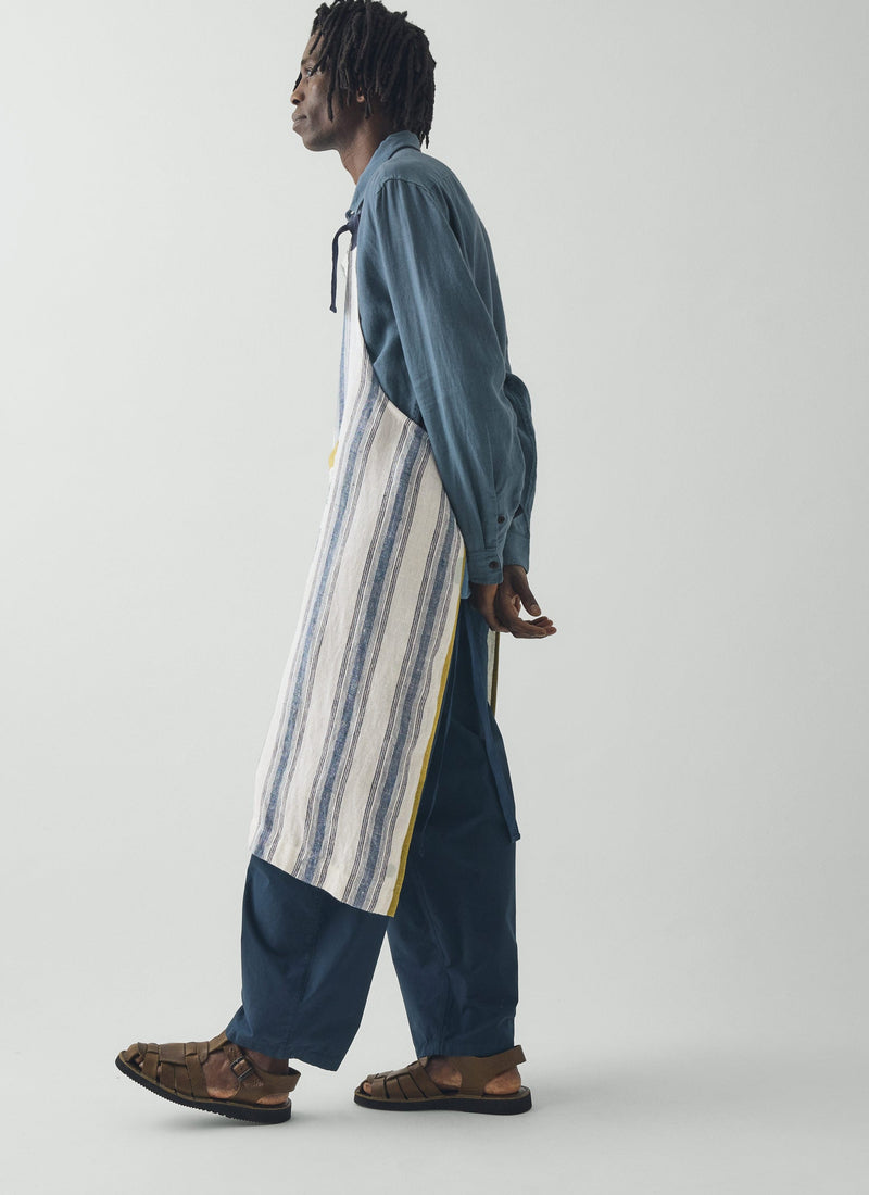 Chef Stripe Linen Apron | Ecru/Multi Blue