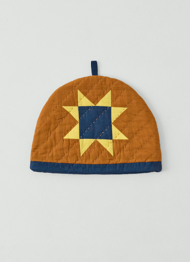 Star Patchwork Cotton Tea Cosy | Toffee/Clematis