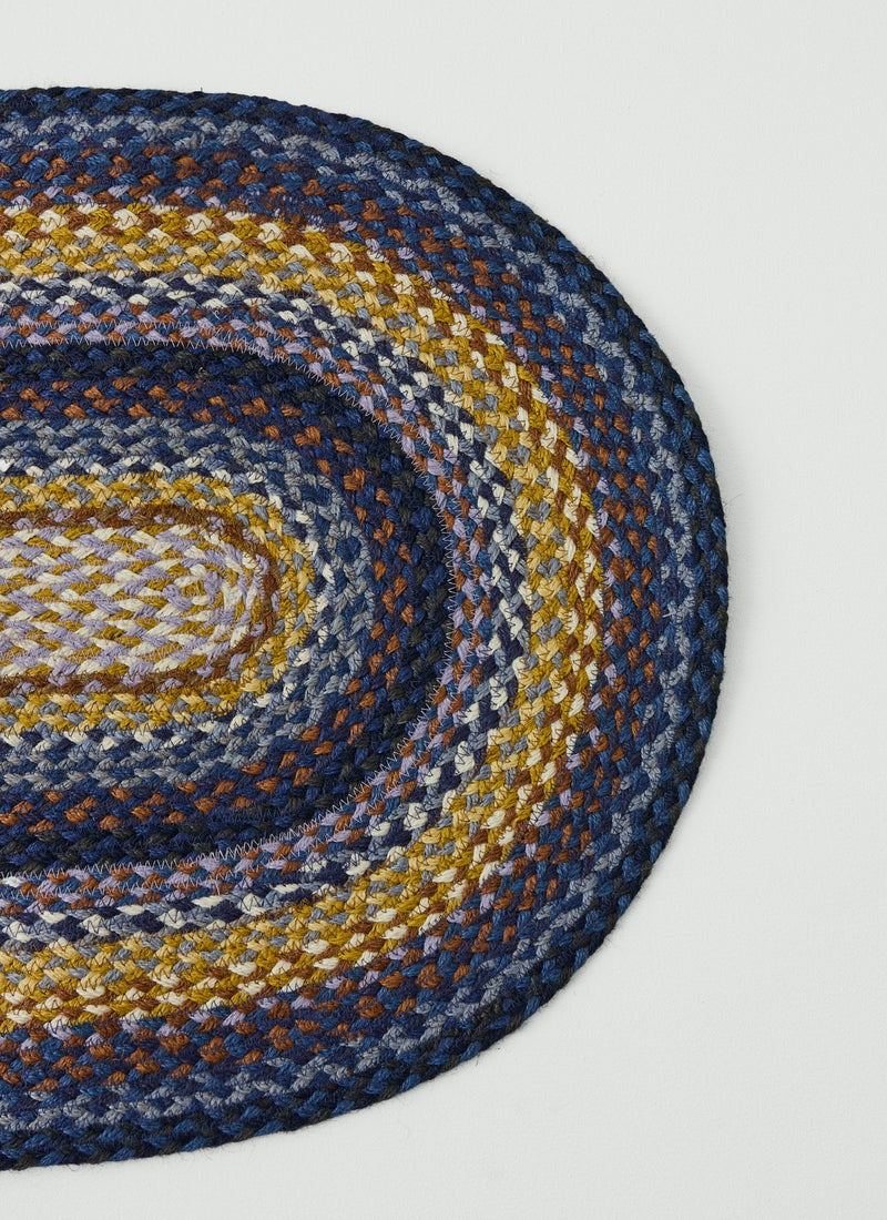Jute Braided Doormat | Cobalt/Harvest