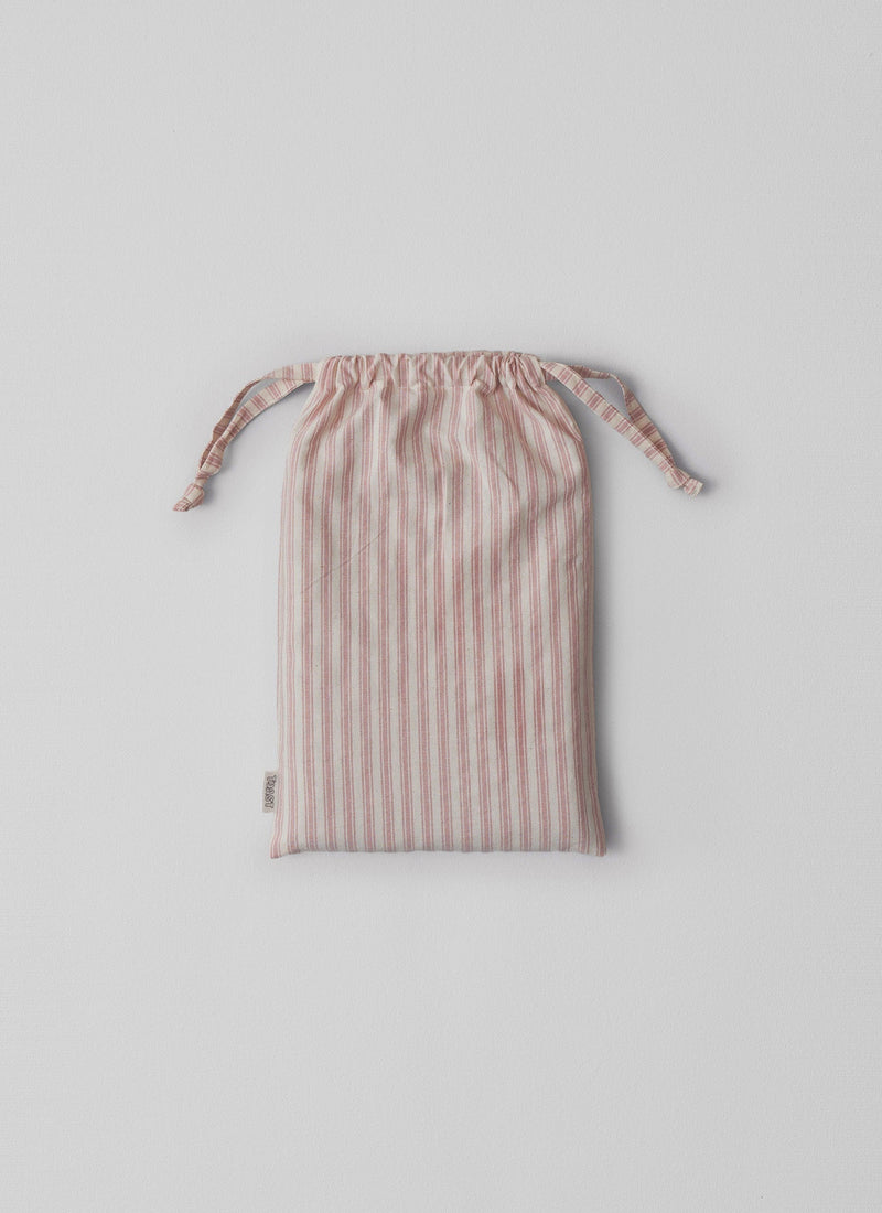 Ticking Stripe Cotton Housewife Pillowcase | Ecru/Rose