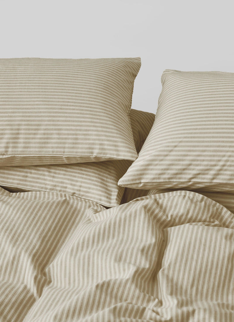 Ticking Stripe Cotton Housewife Pillowcase | Ecru/Straw