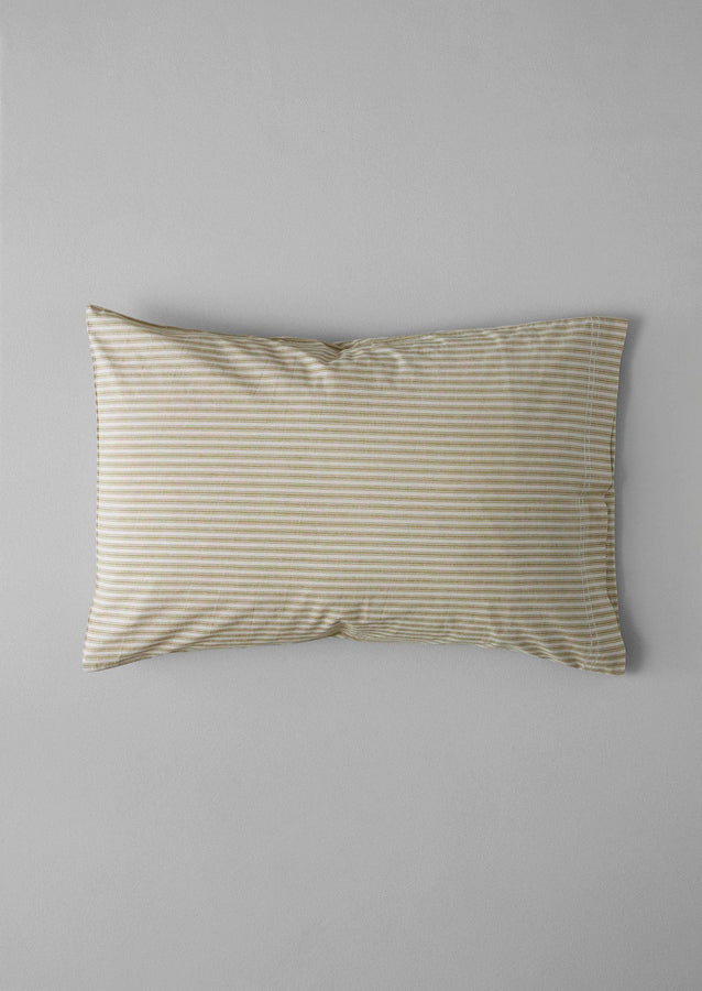 Organic Cotton Ticking Stripe Housewife Pillowcase | Ecru/Straw