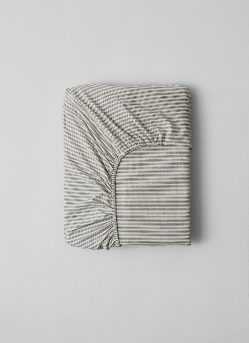 Ticking Stripe Cotton Fitted Sheet | Ecru/Graphite